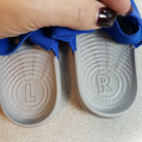 Nike Unisex Kids Kawa BV1094-400 Blue Gray Comfort Slip On Slide Sandal Size 7C - Picture 4 of 6